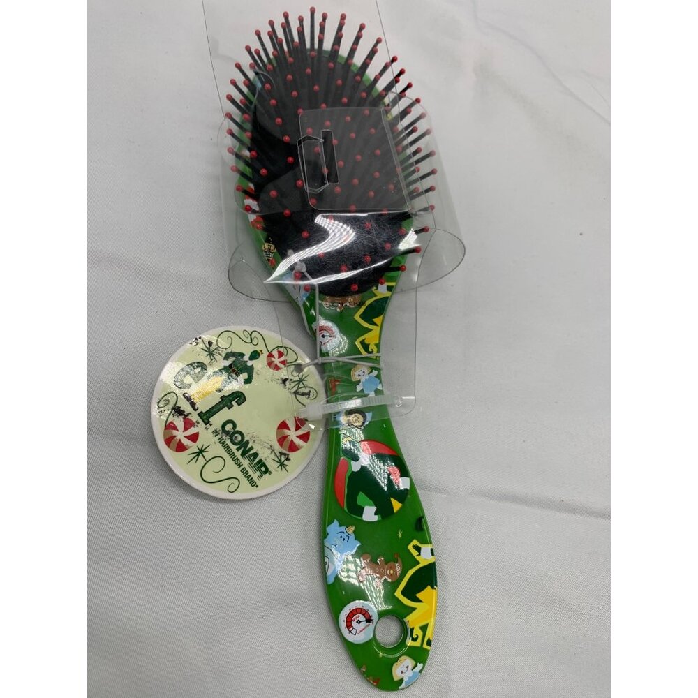 Conair Elf Hairbrush Holiday Themed Handle Red Bristle Tips Holiday Christmas